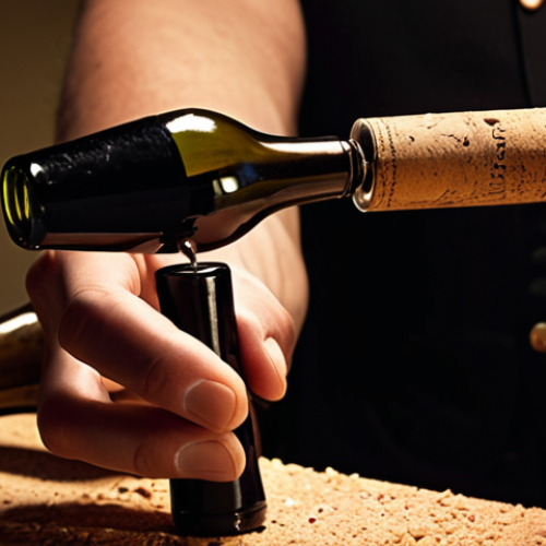 Home 6 **
A sommelier expertly using a "waiter's friend" corkscrew to open a bottle of vintage wine, close-up on the cork extraction, highlighting the delicate touch needed to avoid damaging the cork. Soft, warm lighting.
**
