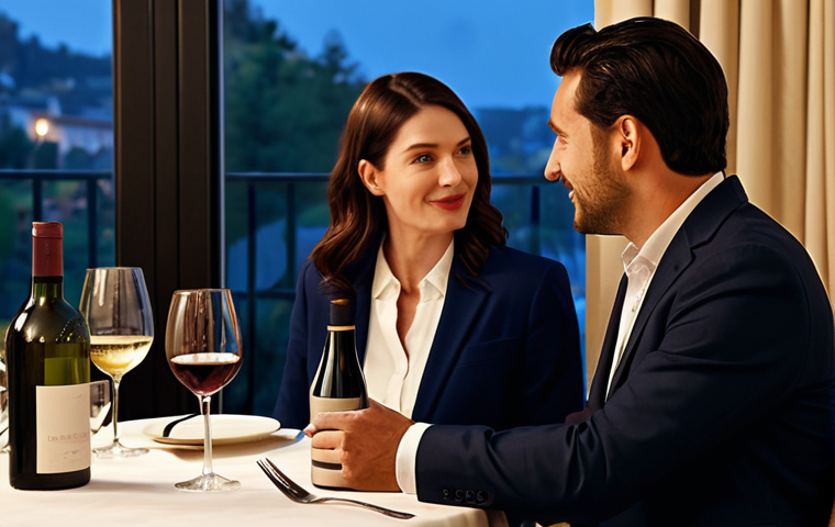 **

A professional sommelier in a refined restaurant setting, recommending a bottle of Pinot Noir to a subtly awkward couple on a first date. The table is elegantly set, soft lighting, creating a warm atmosphere. The couple is fully clothed in modest, date-appropriate attire. Emphasis on the sommelier's expertise and the softening effect of the wine on the couple's demeanor. Safe for work, appropriate content, perfect anatomy, natural proportions, family-friendly, professional photography, high quality.

**